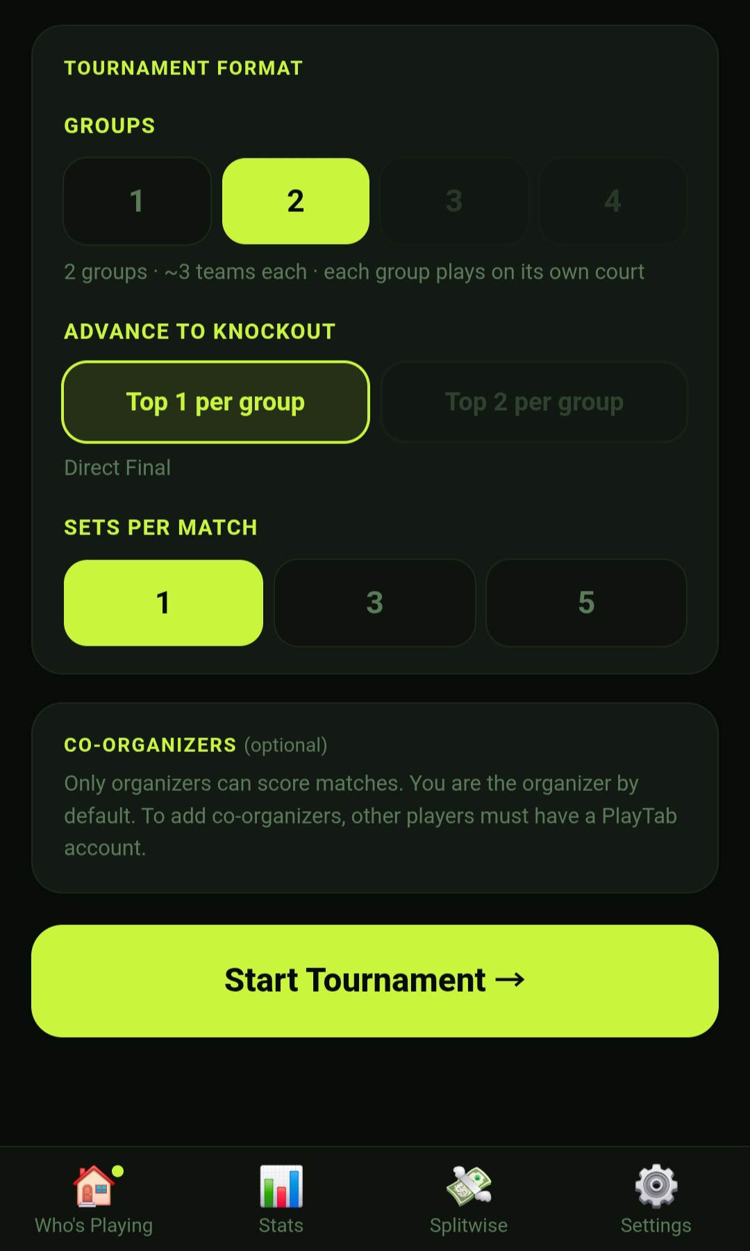 Tournament Organizers